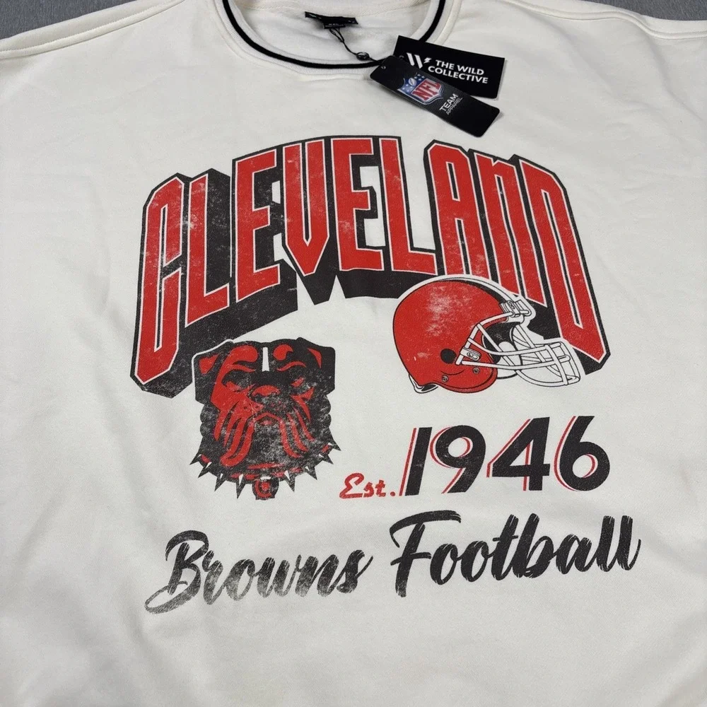 Women's Cleveland Browns The Wild Collective Cream Oversized Sweatshirt 2XL NFL